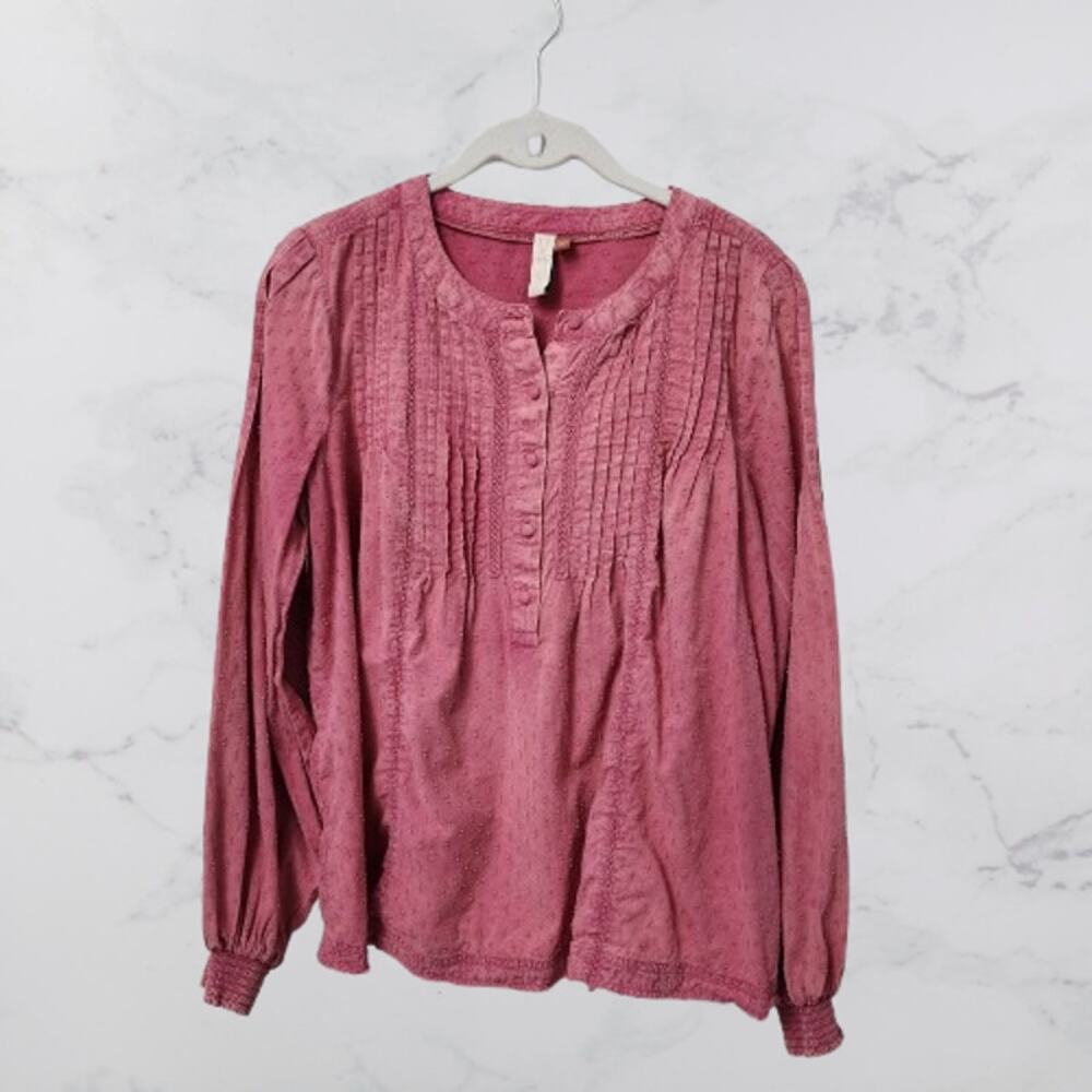 Pilcro Anthropologie Boho Peasant Top XS Dusty Rose